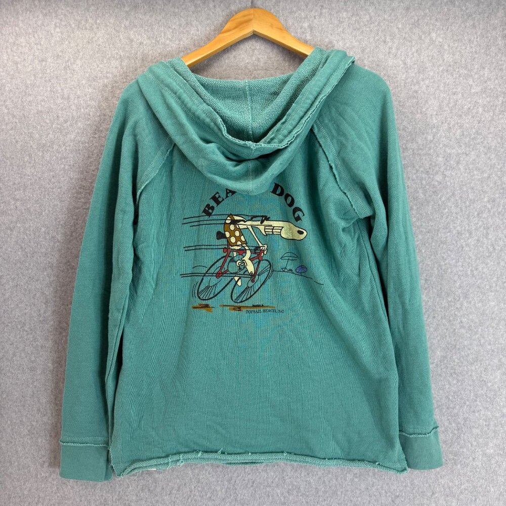 Topsail NC Beach Dog Beach Shop Grill Blue Hoodie  84 Womens Medium Aqua Pocket‎